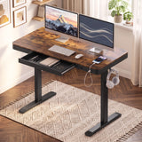 Artiss Motorised Standing Desk with Storage Drawer 120cm Rustic Brown