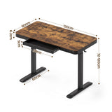 Artiss Motorised Standing Desk with Storage Drawer 120cm Rustic Brown