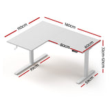 Artiss L-Shape Standing Desk Sit Stand Up Height Adjustable Electric Motorised White