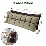 Giselle Bedding Headboard Pillow with Double-Layer Storage Wedge Reading Backrest with Adjustable Filling, Chenille Bed Rest Cushion for Daybed, Dorm, and RV King