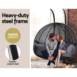 Gardeon Outdoor Swing Chair Hanging Rattan Patio Furniture Pod Stand Cushion 2 Seater