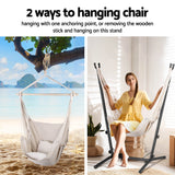 Gardeon Hammock Chair Outdoor Camping Hanging with Stand Cream