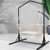 Gardeon Hammock Chair with Stand Macrame Outdoor Garden 2 Seater Cream
