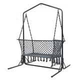 Gardeon Hammock Chair with Stand Macrame Outdoor Garden 2 Seater Grey