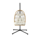 Gardeon Foldable Outdoor Swing Chair with Stand Cushion Rattan Patio Furniture