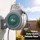 Green Fingers 20m Retractable Water Hose Reel, Wall Mounted Garden Hose 9-Pattern Nozzle