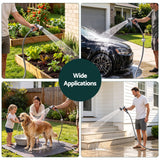 Green Fingers 20m Retractable Water Hose Reel, Wall Mounted Garden Hose 9-Pattern Nozzle