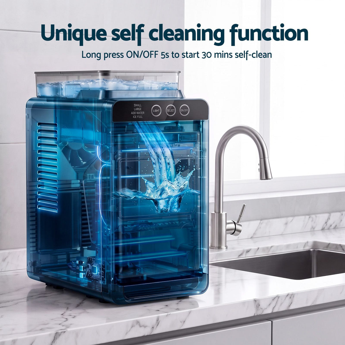 Devanti Ice Maker Ice Slim Compact Countertop Machine 12KG/24H for Home