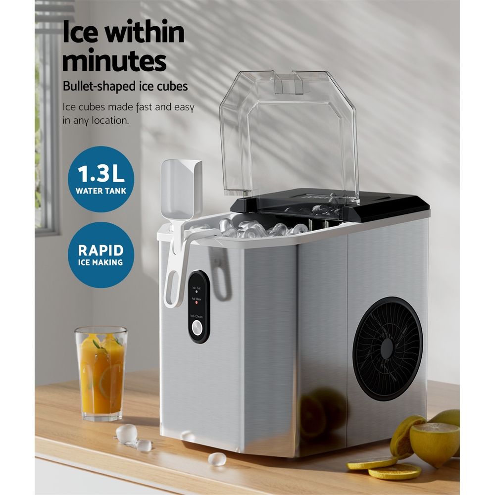 Devanti 12kg Ice Maker Machine w/Scoop Holder Silver