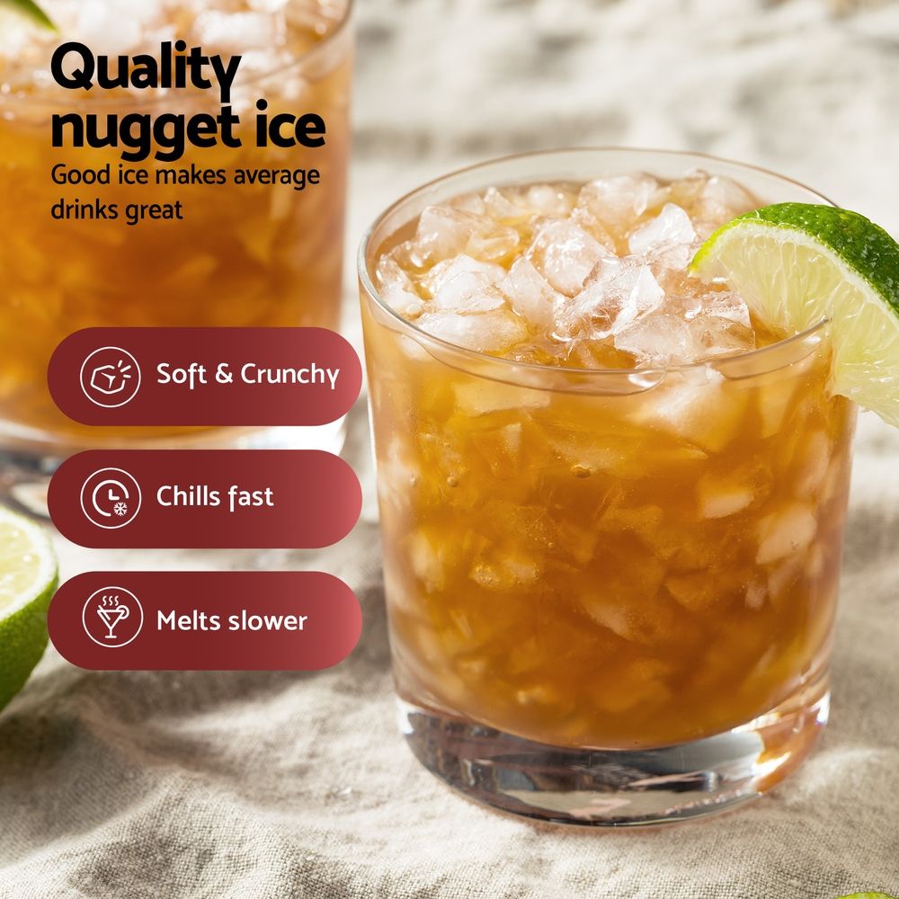 Devanti Ice Maker Machine 15kg Nugget Chewable Ice Cube