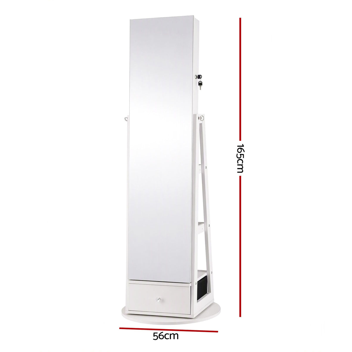 Artiss 360° Rotating Jewelry Cabinet Full Length Mirror, White