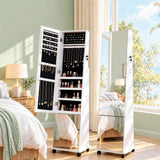 Artiss Jewelry Cabinet Frameless Full Length Mirror with Wheels, White