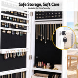 Artiss Jewelry Cabinet Frameless Full Length Mirror with Wheels, White