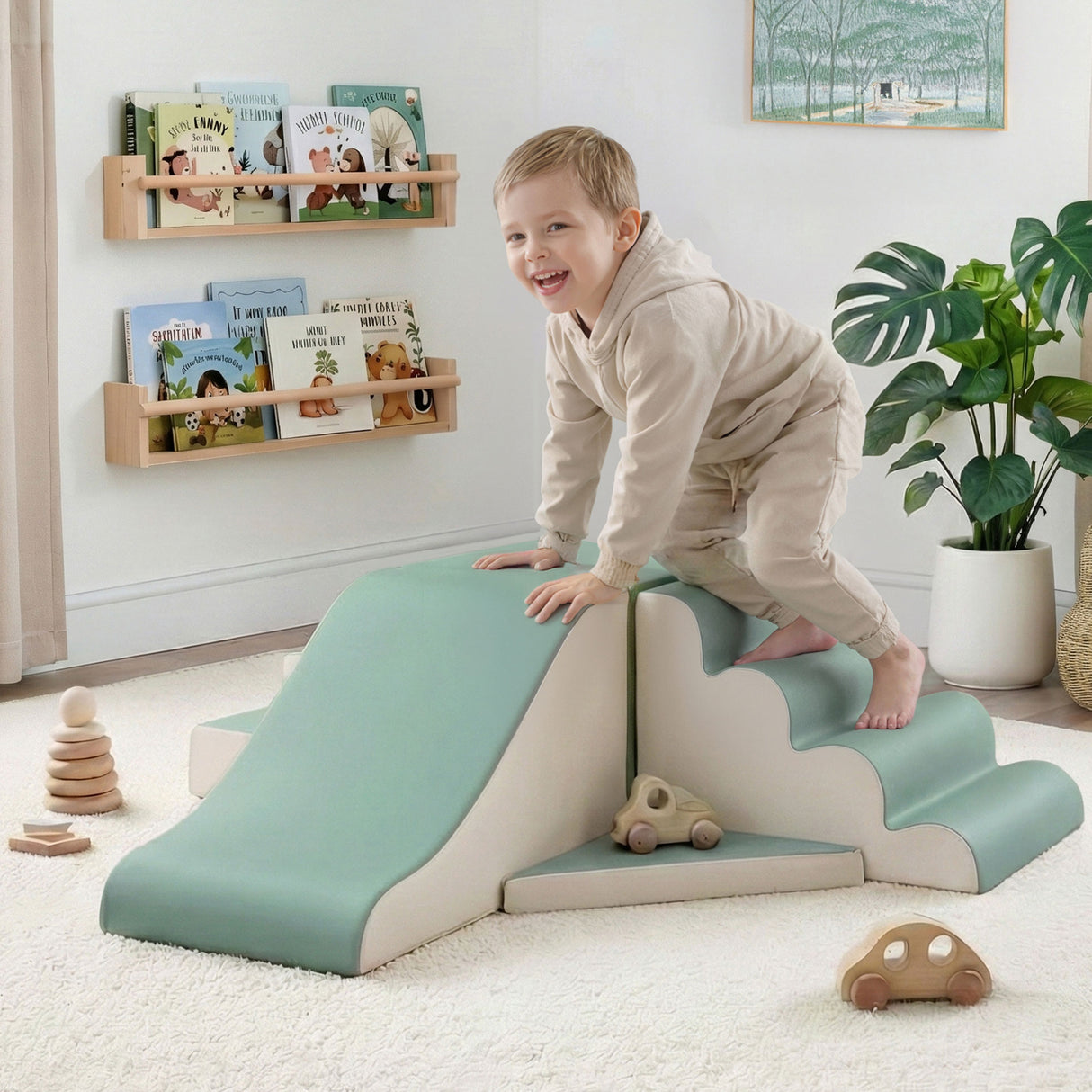 Keezi Kids Climbing Blocks 4-Piece Foam Toddler Playset Soft Indoor Climbing Toy Rocker