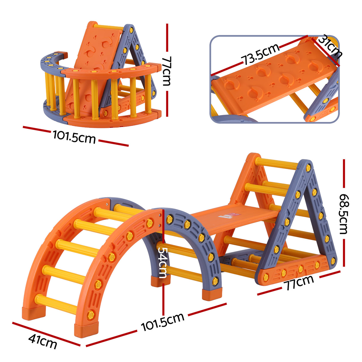 Kids Climbing Frame Set With Slide Indoor Outdoor Toddler Toys Pikler Triangle Climber With Arch