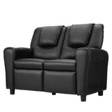 Keezi Kids Recliner Chair 2 Seats PU Leather Sofa Lounge Couch Armchair Black