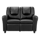 Keezi Kids Recliner Chair 2 Seats PU Leather Sofa Lounge Couch Armchair Black