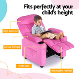 Keezi Kids Recliner Chair Pink Velvet Sofa Lounge Couch Children Charis Armchair