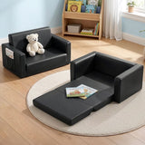 Keezi Kids Sofa 2 Seater Children Flip Open Couch PU Leather Armchair Black