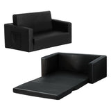 Keezi Kids Sofa 2 Seater Children Flip Open Couch PU Leather Armchair Black