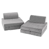 Keezi 12PCS Modular Kids Play Couch Foam Sofa Set with Removable Washable Cover Grey Playroom
