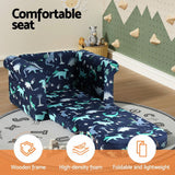 Keezi Kids Sofa 1 Seater Children Flip Open Couch Lounger Armchair Dinosaur Navy