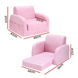 Keezi Kids Sofa 1 Seater Children Flip Open Couch Lounger Armchair Soft Pink