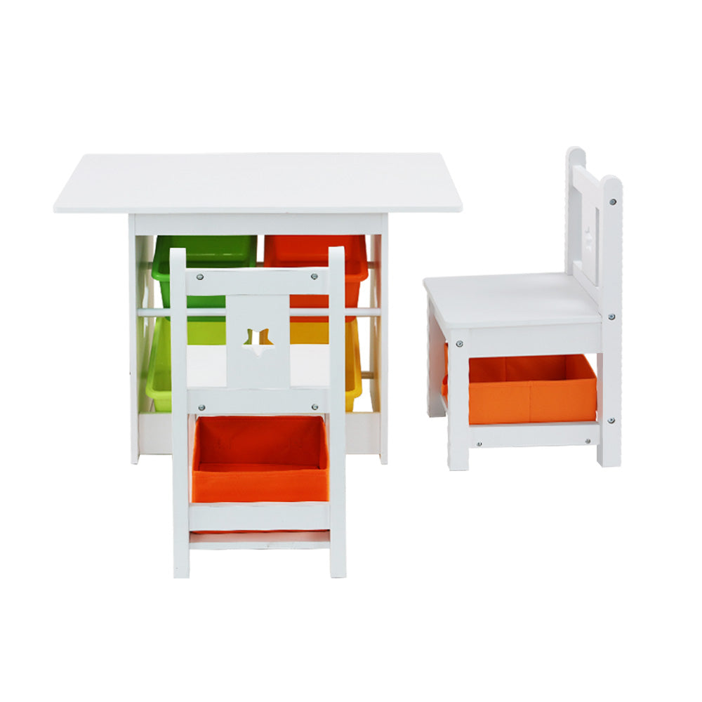 Keezi 3PCS Kids Table and Chairs Set Children Furniture Play Toys Storage Box