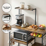 Artiss 4-Tier Kitchen Rack with Pull Out Basket 6 Hooks Microwave Storage Shelf