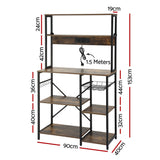 Artiss 5-Tier Kitchen Rack with Power Outlets 90CMX153CM Microwave Storage Shelf