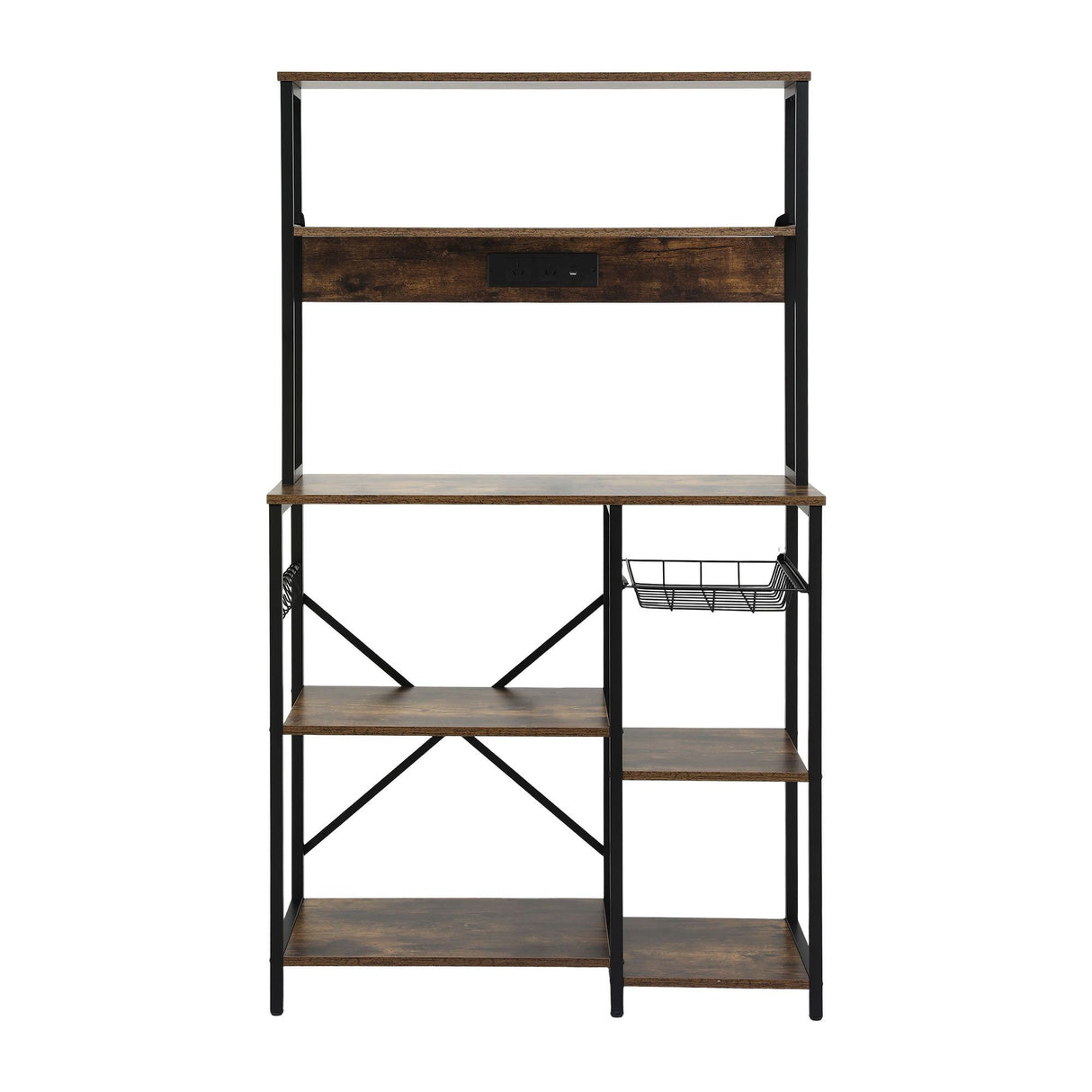 Artiss 5-Tier Kitchen Rack with Power Outlets 90CMX153CM Microwave Storage Shelf