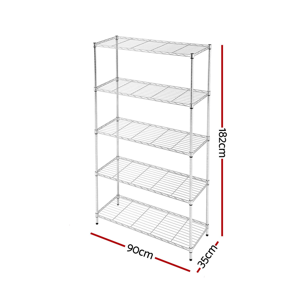 Artiss 5-Tier Kitchen Rack Shelf Shelving 90x35x182CM Adjustable Metal Storage Shelves