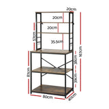 Artiss 6-Tier Kitchen Rack with 6 Hooks Microwave Storage Shelf 80cm x 167cm