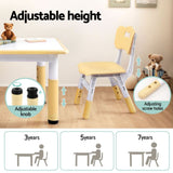 Keezi Kids Table and 4 Chairs Set Height Adjustable Toddler Desk and Chair Set for Ages 3-8, Children Activity Table with Graffiti Desktop for Learning Drawing Playing, Yellow