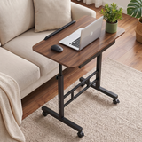 Artiss Adjustable Laptop Desk Mobile Bedside Table Hidden Storage Walnut
