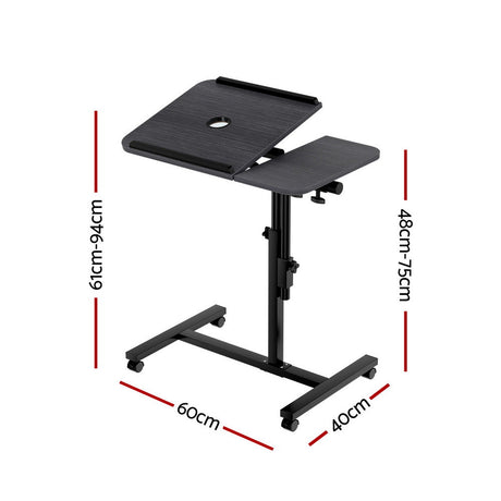 Rotating Mobile Laptop Adjustable Desk with USB Cooler Black