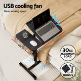 Rotating Mobile Laptop Adjustable Desk with USB Cooler Black