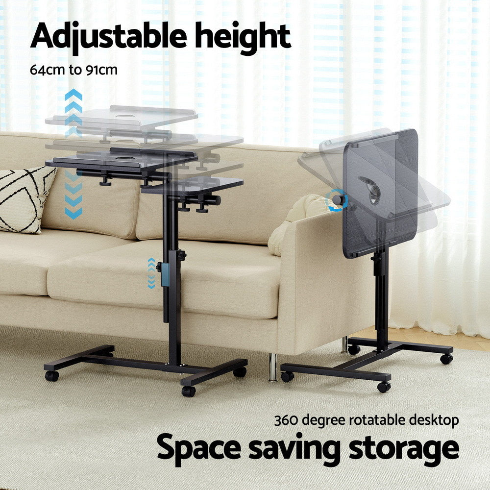 Rotating Mobile Laptop Adjustable Desk with USB Cooler Black