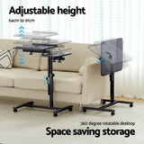 Rotating Mobile Laptop Adjustable Desk with USB Cooler Black