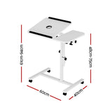 Rotating Mobile Laptop Adjustable Desk with USB Cooler White