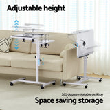 Rotating Mobile Laptop Adjustable Desk with USB Cooler White