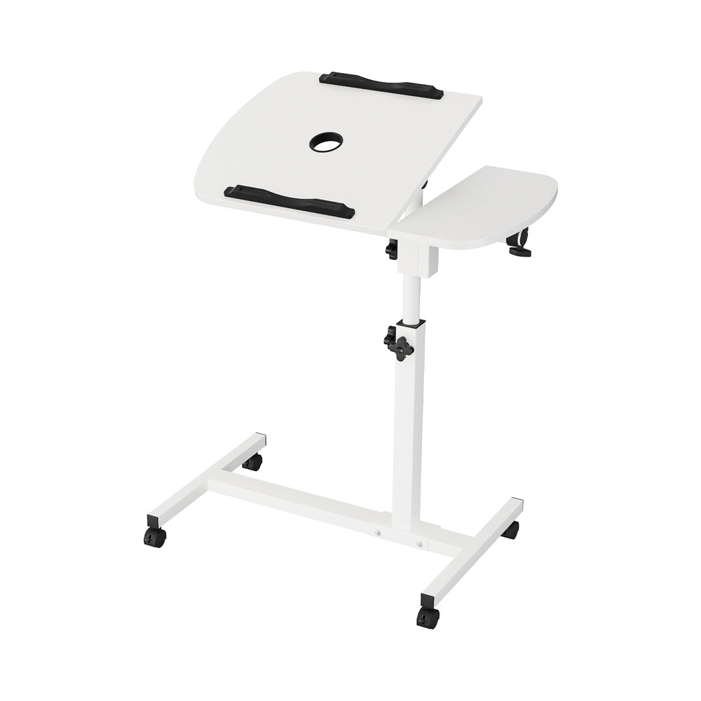 Rotating Mobile Laptop Adjustable Desk with USB Cooler White