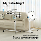 Rotating Mobile Laptop Adjustable Desk with USB Cooler White