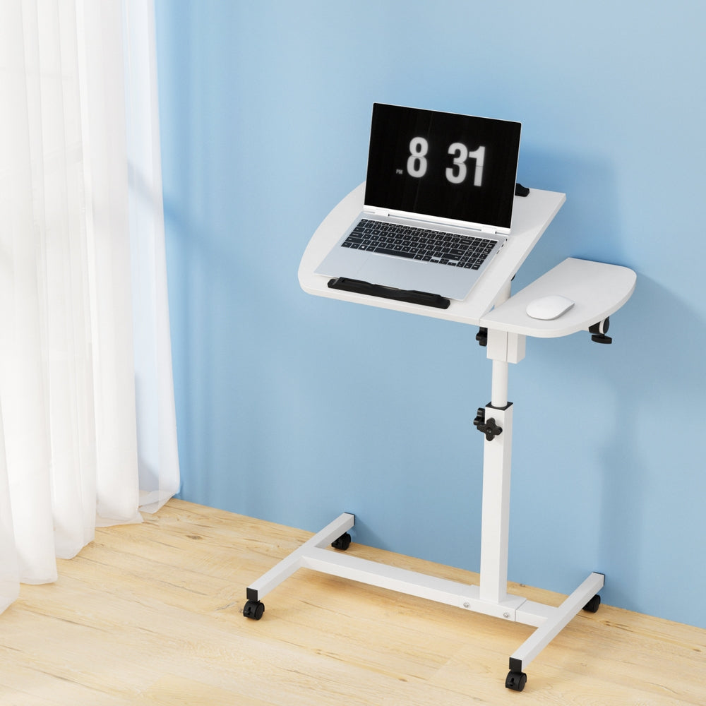 Rotating Mobile Laptop Adjustable Desk with USB Cooler White