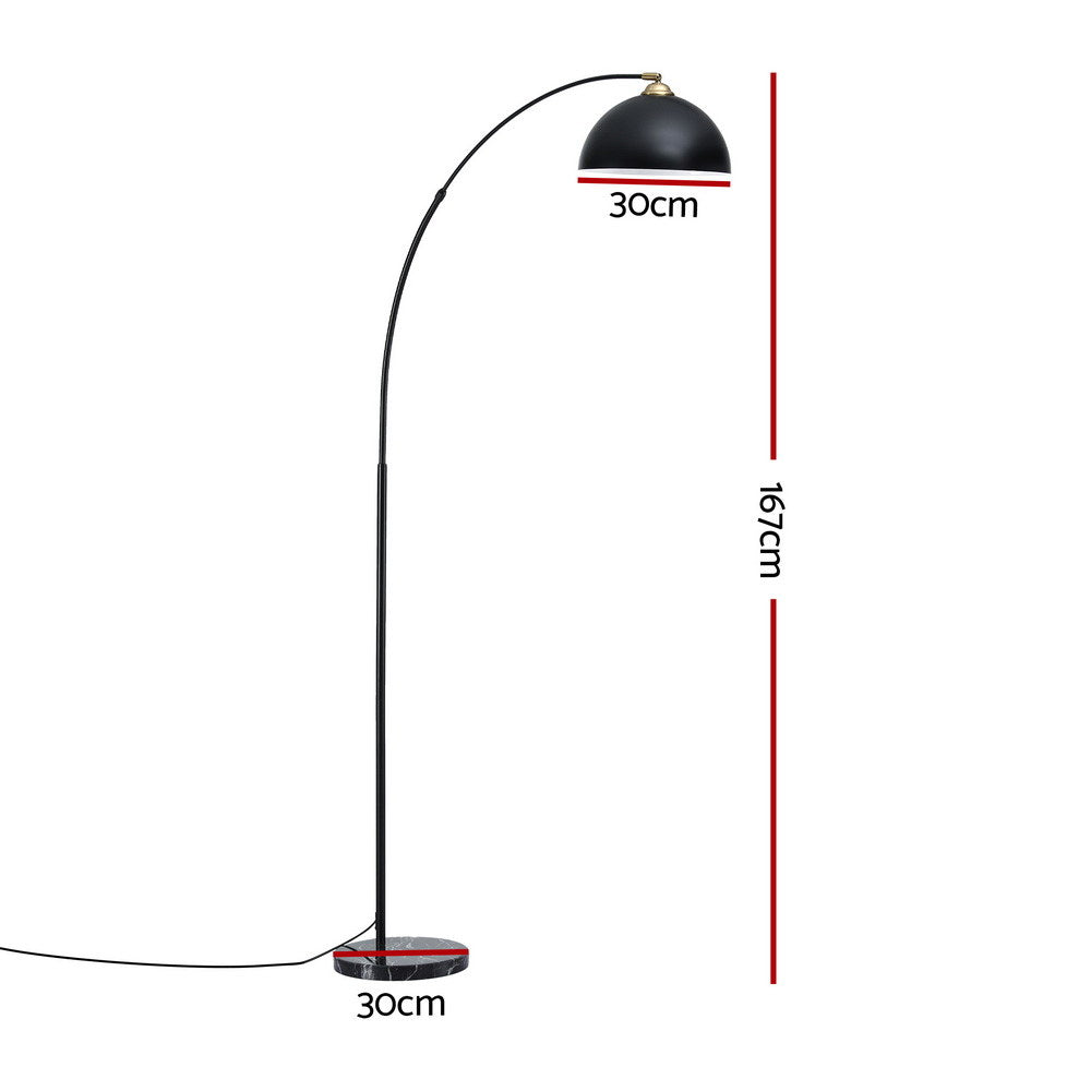 Artiss Modern Arched Floor Lamp Black Standing Heavy-Duty Marble Base for Living Room Bedroom