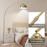 Artiss Modern Arched Floor Lamp Gold Brass Standing Heavy-Duty Marble Base for Living Room Bedroom