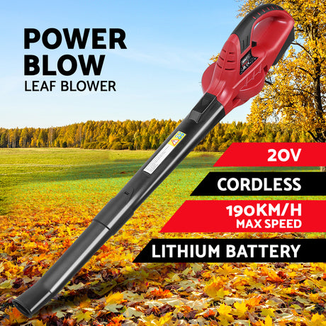 Giantz 20V Cordless Leaf Blower Garden Lithium Electric Battery Nozzles 2-Speed