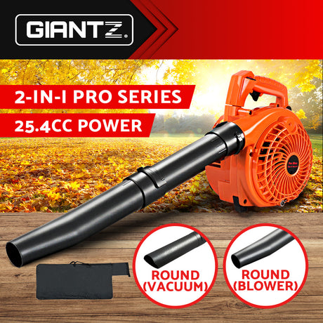 Giantz 25.4cc Petrol Leaf Blower Vacuum 2-in-1 Garden Vac Mulcher Blower Orange