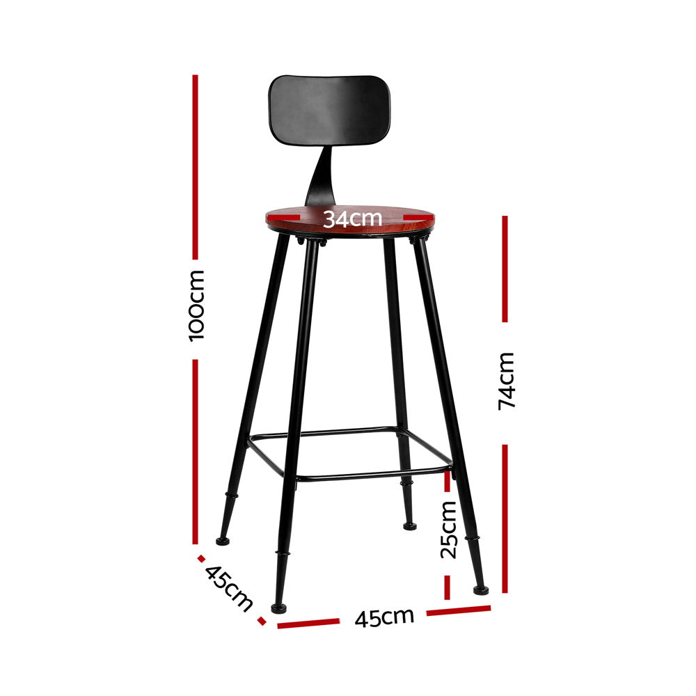 Alex 2x Bar Stools Vintage Metal Chairs