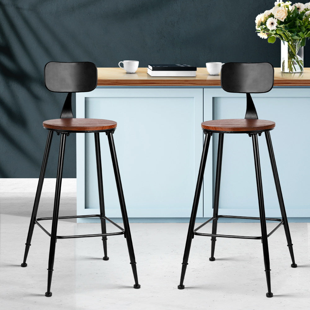 Alex 2x Bar Stools Vintage Metal Chairs